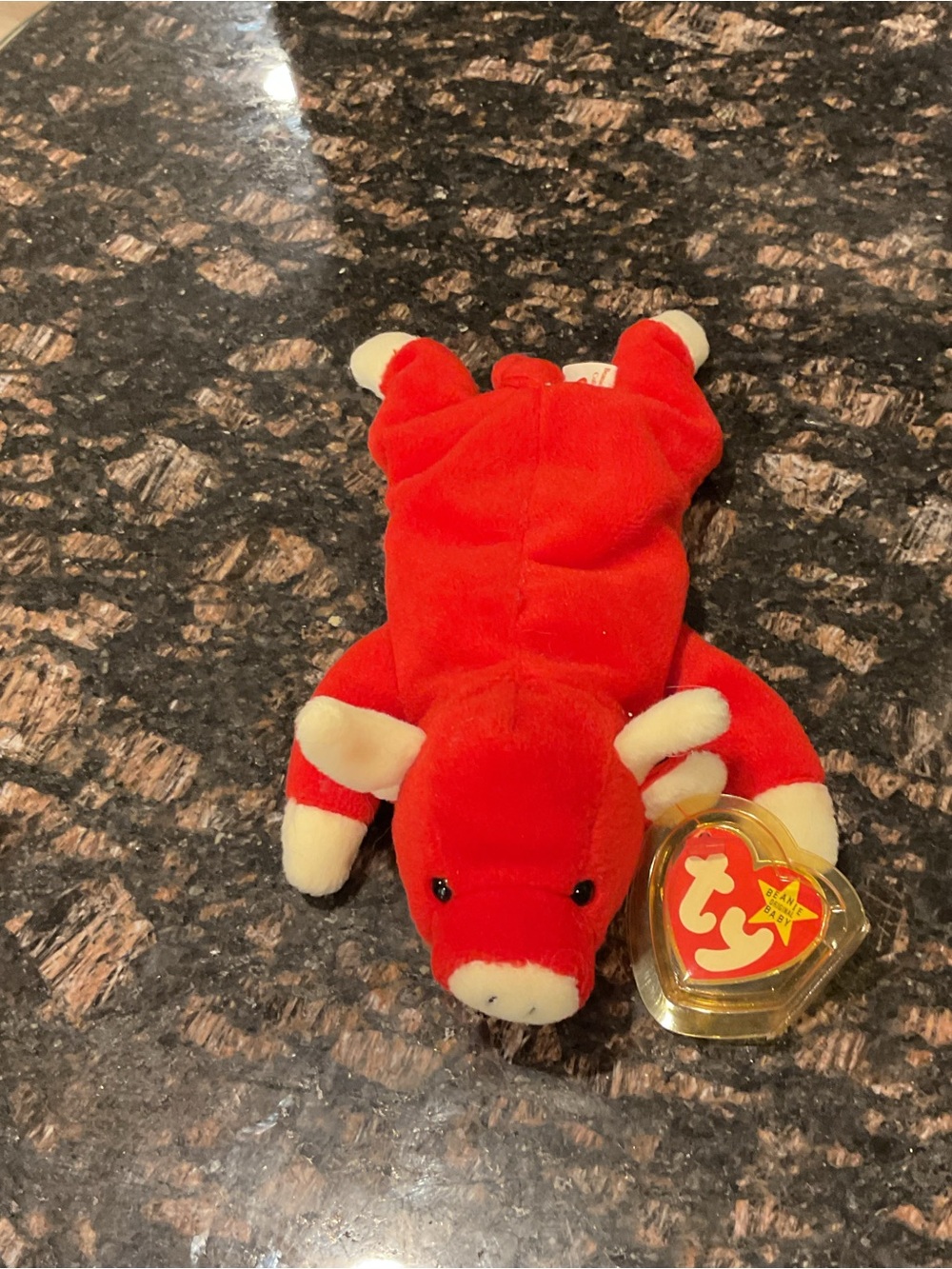 Ty Red Plush Bull Beanie Baby